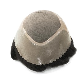 HAIR NATURE Mens Human Hair Systems, Fine Mono Toupee NPU, Medium Density Mens Wigs, Natural Black Hair Units #1C