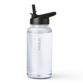 VINSUN Water Bottle 1L with Straw Lid - Tritan, BPA Free, Leak-proof - Lightweight Drinking Bottle for Sports, Outdoor, School, Bike, Gym