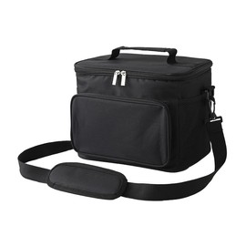 NebuTraxion Lunch Box for Women Men, Reusable Insulated Lunch Bag with Shoulder Strap, Leakproof Adult Lunch Box with pockets, Cooler Bags Insulated, Tote Insulated Bag for Work Picnic Hiking (Black)