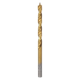 HARFINGTON Brad Point Drill Bit 4mm(5/32") Dia Straight Round Shank Drill Metric Brad Point Spiral Twist Drill Bits for Carpenter Woodworking Plastic Rubber, Golden