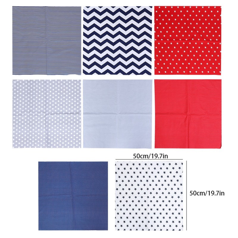 50x50cm 8Pcs Dot Star Stripe Print Pattern Cotton Cloth Fabric