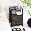 Yoobure Nightstand with Charging Station, Small Night Stand with Fabric