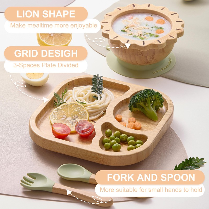 BABY REMEMBER Suction Plates Bowls Set for Baby Toddler Non-Toxic