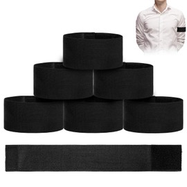 5 X 35cm/2 X 14 inch Mourning Bands for Badges, 6 PCS Funeral Mourning Band Elastic Adjustable Funeral Bands, Black Elastic Arm Band Mournings Armband for Mournings, Funerals, Memorial, Condolence