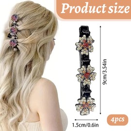 4 Stück Kristall Haarspangen Damen – Neue Blumen ，HaarclipsHaarspangen Damen mit Funkelnden Kristallsteinen Elegante Haarstyling Clips Kolibri Haarspange Strass-Haarspange haarklammern