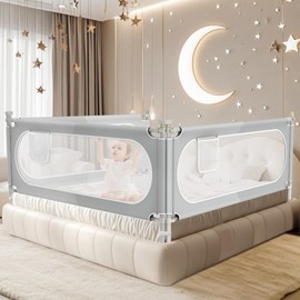 Yozoia Bed Rail for Toddlers, Baby Bed Rail Guard with Double Child Safety Lock, 30 Speed Height Adjustable, Safety Toddler Bedrail for King & Queen Size Bed