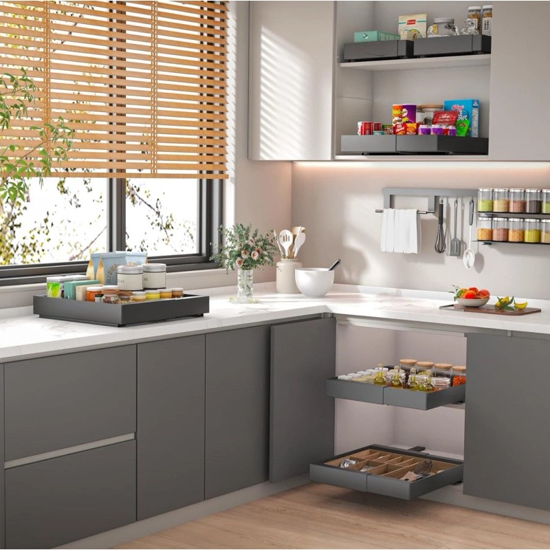 Merrylun Expandable Pull Out Cabinet Drawers Organizer Slide Shelves with