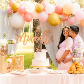 Jacsoii Maternity Sash Set Mom Daddy to Be Baby Shower Belly Band Gender Reveal Party Gift Keepsake Pregnancy Photo Props (Pink)