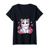 Womens Cute Kawaii Cat with Cherry Blossoms Anime Cartoon Design