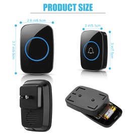 Fabbay 8 Wireless Doorbell, Waterproof Door Bell Button Kit 4 Pcs Home Doorbell with 4 Receivers 1000 ft Range 5 Volume Levels with 60 Door Bell Chimes and LED Flash for Home Office Classroom(Black)