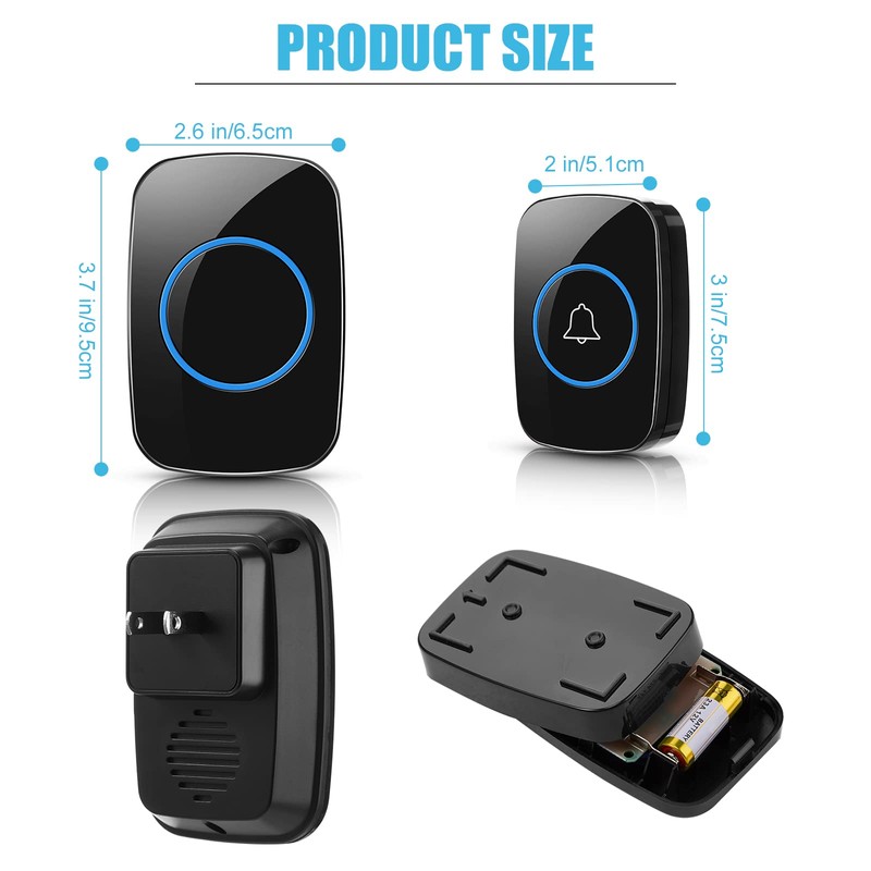 Fabbay 8 Wireless Doorbell, Waterproof Door Bell Button Kit 4