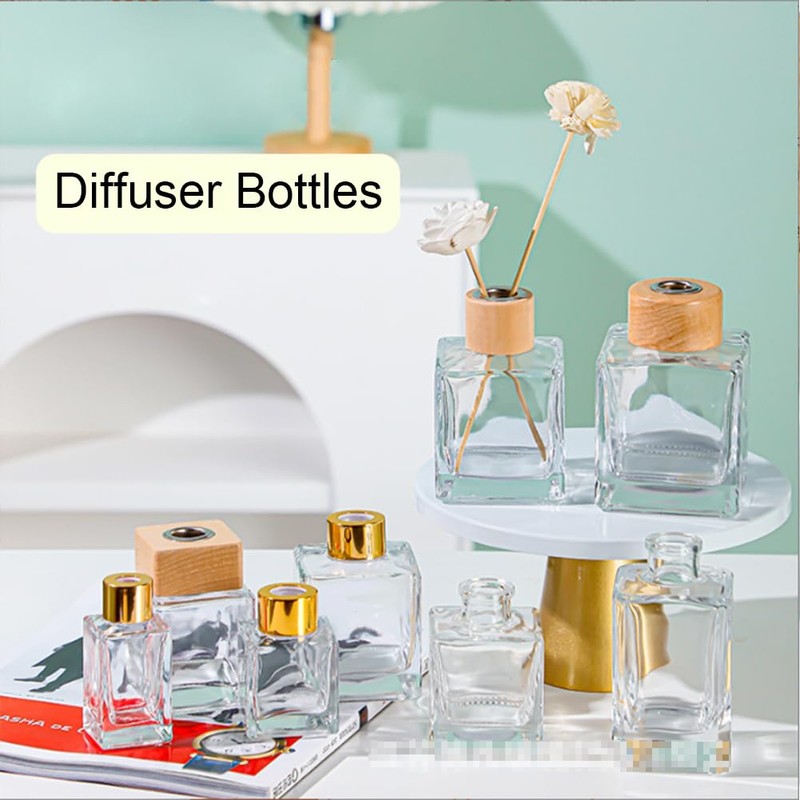 2PCS 50ml/1.7oz Empty Clear Glass Diffuser Bottle Diffuser Jars with