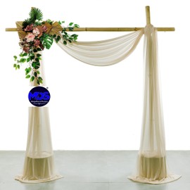 MDS Pack of 1 Panel (30" Width x 40Ft Long) Wedding Arch Draping Fabric Sheer Chiffon Fabric Drapery for Wedding Ceremony Reception Swag and Backdrop Decorations - Champagne Gold