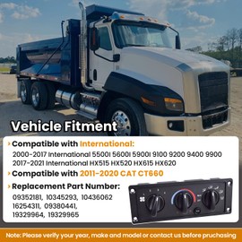 3518702C93 AC Heater Climate Control Module Compatible with International 9100 9200 9400 9900 5500I 5600I 5900I HX515 HX520 HX615 HX620, CAT CT660 2000-2021 3518702C92 703460AT 5011931R91 HVAC Panel