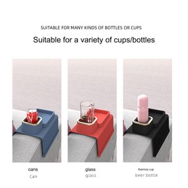 vodvob Couch Cup Holder Tray, Anti-Slip Silicone Sofa Armrest Tray, Couch Drinks Holder for Phone, Snacks and Remotes (Blue)