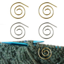 ZORRA 4PCS Knitting Needles Set, Handmade Crochet Spiral Cable Needle, Stainless Crochet Hook Yarn for Crochet Beginners Sewing Knitting (Gold, Silver)