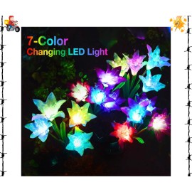 KOOPER Outdoor Solar Lights, 4 Pack Garden Lights with Larger Lily Flowers