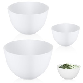 SUPVOX 3-Piece Flexible Silicone Bowl Set: Non-Slip & Unbreakable Mixing Bowls for Kitchen Recipes and DIY Face Masks - Nesting Design, White (S/M/L)