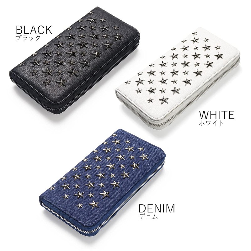 Daylight dl-3001 Men's Long Wallet, Studs, Star, Zip Around, Denim