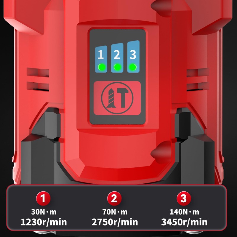 Cordless Impact Driver Kit 16.8V Max Torque 140Nm（105ft-lbs）High Rotation Electric