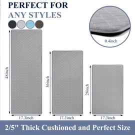 HEBE Kitchen Rug Sets 3 Piece Anti Fatigue Kitchen Mats for Floor Cushioned Kitchen Rugs and Mats Non Slip Waterproof Comfort Standing Mat Runner for Kitchen,Home Office,Sink,Laundry