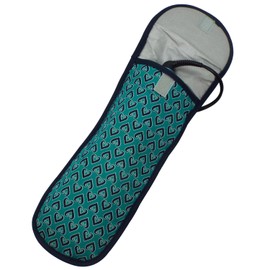 Heat-resistant Flat Iron Cover- Set of 2 - Teal with Navy Blue Hearts