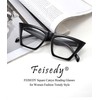 FEISEDY Square Cat Eye Reading Glasses Women Fashion Small Cateye
