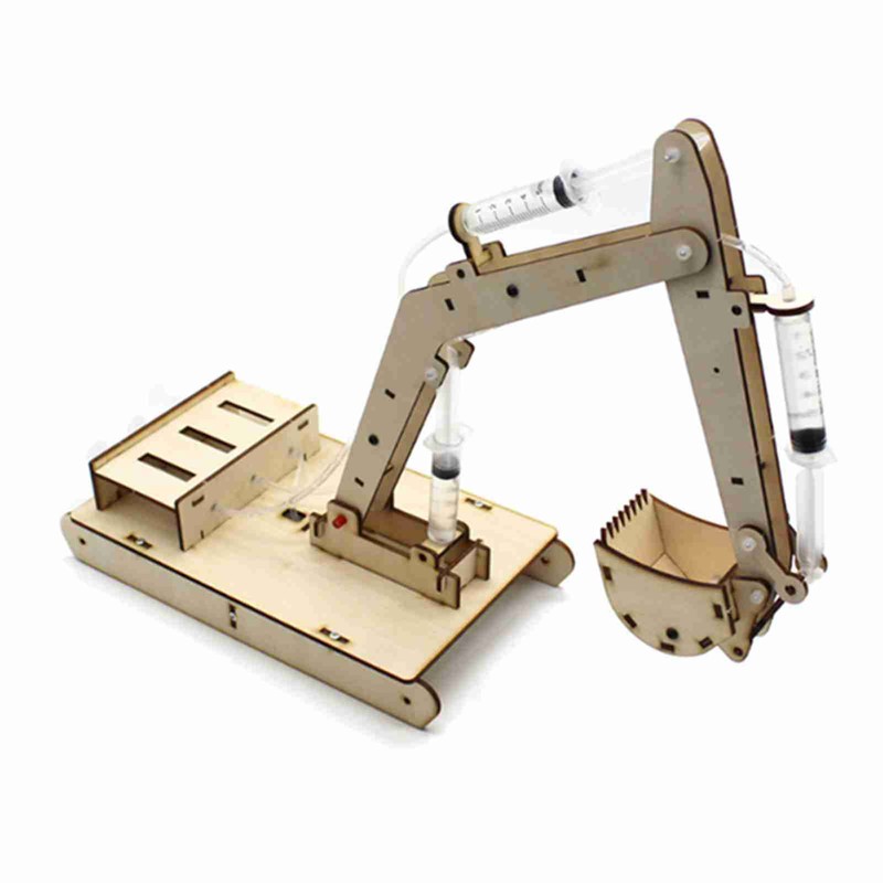 Manual DIY Model Toy Hydraulic Wooden Excavator Assembly Model Set