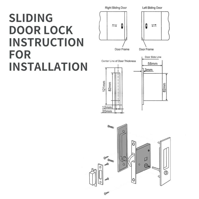 NCL Sliding Door Handle for Bath, Black Barn Door Flush