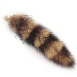 Faux Fur Fox Tail KeyChain for Women Therian Costume Cosplay Handbag Fashion Charm Wolf Tail Keychain Gift for Party (Racco Color)
