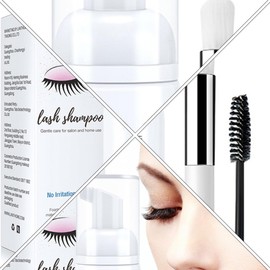 COHEALI Espuma Limpiadora de Pestañas Práctica y Delicada 50ml con Cepillo para Eliminar Maquillaje y Suciedad para Extensiones en Salones de Belleza