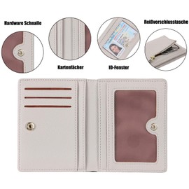 RRANCharltu Women's Small Leather Purse, Short Women's Mini Purse with Zip, Coin Compartment, Wallet, Zz Grey