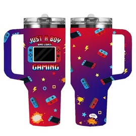 Gamer Gifts for Men, Gaming Gifts Boys, Gamers Son Boyfriend Husband Men, 40oz Game Tumbler With Handle and Straw, Gaming Gifts for Birthday, Father's Day, Graduation