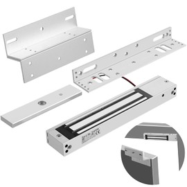 Lnrueg Electromagnetic Lock with ZL Brackets, Waterproof Electric Magnetic Door Lock with 600lbs Holding Force for Inswinging Door, 12VDC Fail Safe Gate Lock for Access Control System, (no)