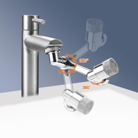 1080° Swivel Dual-function Faucet Sprayer Head Universal Splash Filter Faucet Rotation Kitchen Sink Faucet (A)