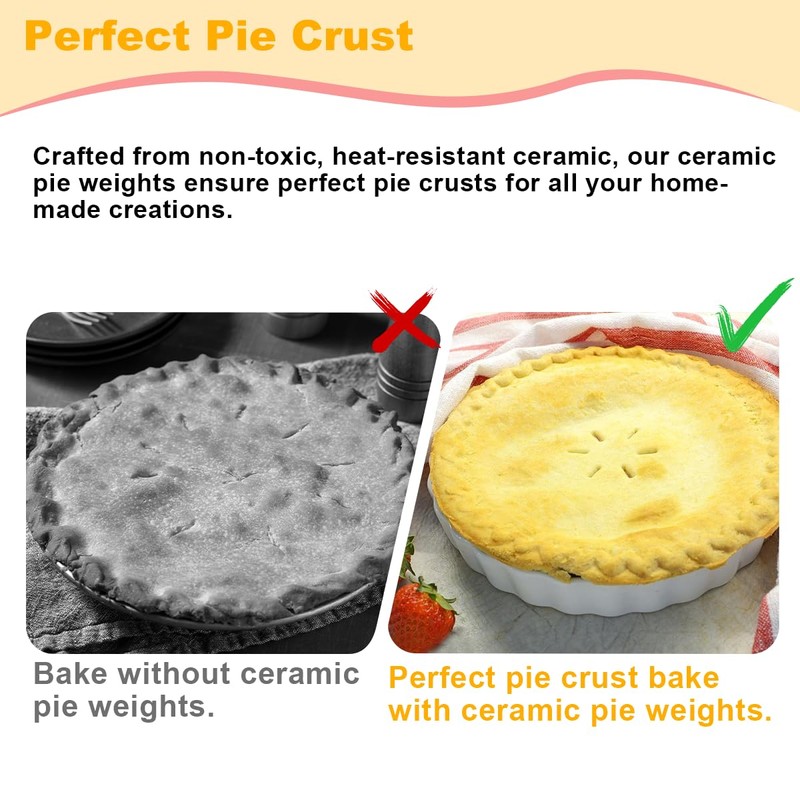 SULUOTE Ceramic Pie Weights-Reusable Natural Ceramic Stoneware for Baking Blind