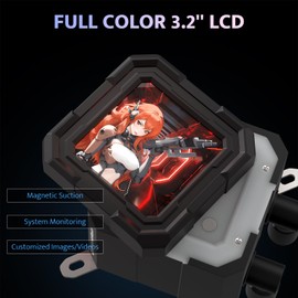 darkFlash DV360S All-in-one Liquid CPU Cooler, 3.2” LCD Screen with 320 * 320 Resolution, ARGB Sync, PWM Fans 360mm Radiator, CPU PC Aio Cooler Compatible with Intel 1851/1700, AMD AM4/AM5 (Black)