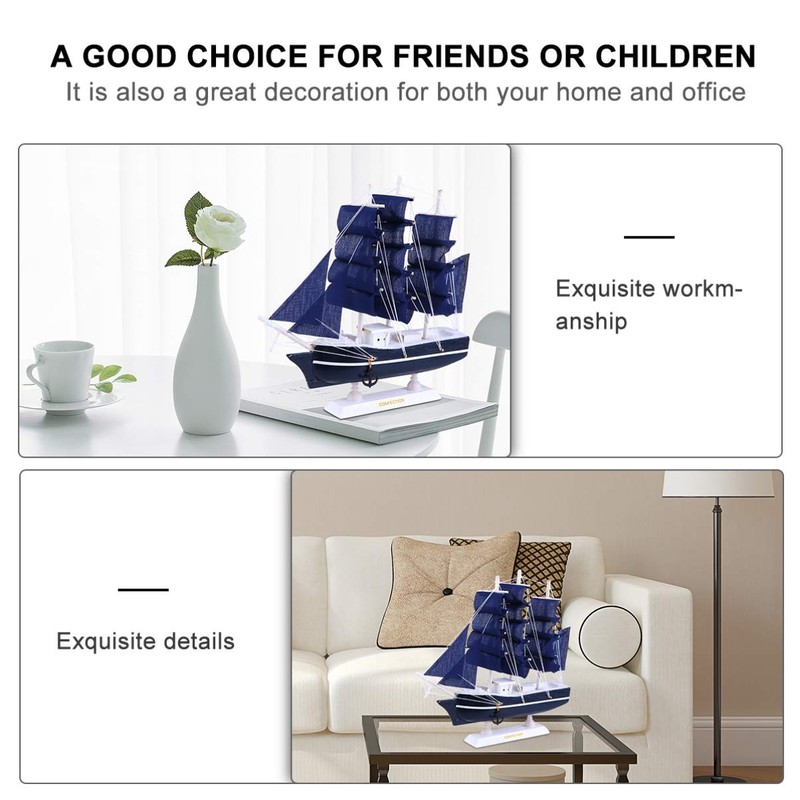 VOSAREA 24 cm Sailing Boat Model Wooden Sailing Ship Model