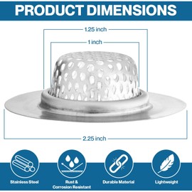 2-Pack Kitchen & Bathroom Sink Drain Strainers I 2.25 Inch Bathroom Drain Hair Catcher & Kitchen Sink Strainer I Kitchen Sink Stopper Drain Cover I Best Strainers for Kitchen Sink Strainer Basket