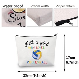 Just a Girl Who Loves Volleyball Makeup Bags Girl Volleyball Gifts for Volleyball Players Lover Cosmetic Bag Zipper Travel Bag (Volleyball Girl Bag)