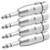 KONTONTY 4pcs Metal Headphones Adapter Silver Male to Female Headphone