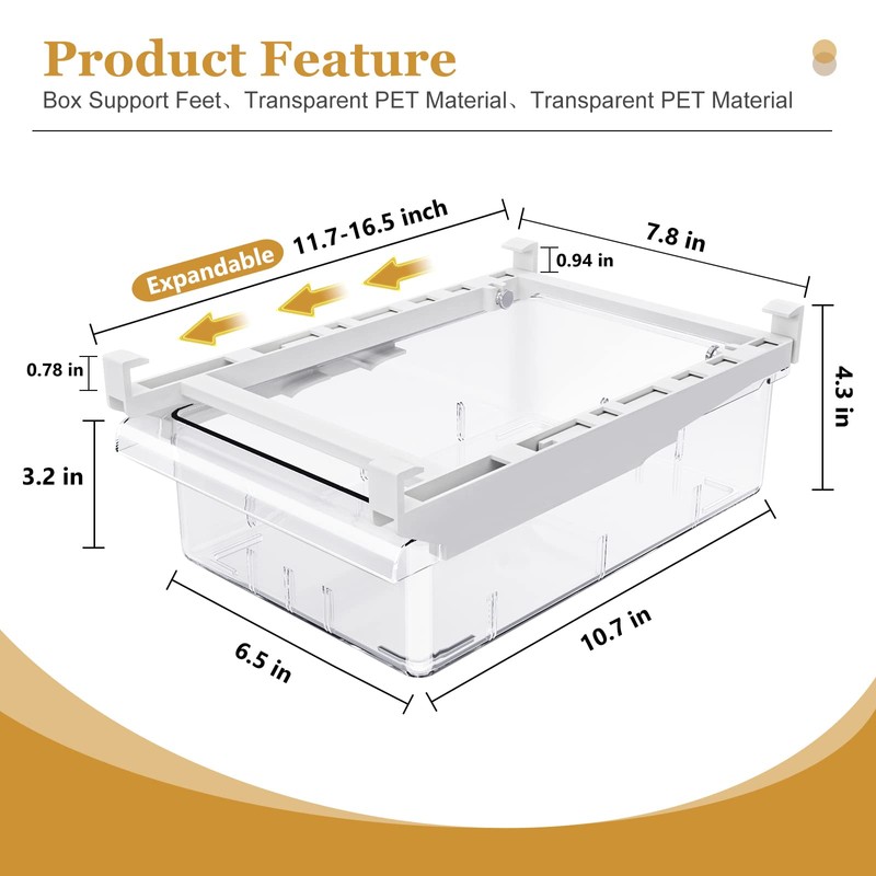 SNSLXH 2 Pack Refrigerator Drawer Organizer, Pull Out Shelf Storage