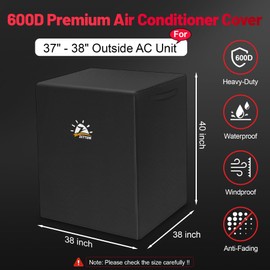 Zettum Air Conditioner Cover for Outside Units 38 Inch - 600D Air Conditioning AC Covers Waterproof, Outdoor Winter Cover for Central AC Condenser, Swamp Cooler, Pool Heater, Heat Pump, HVAC and More