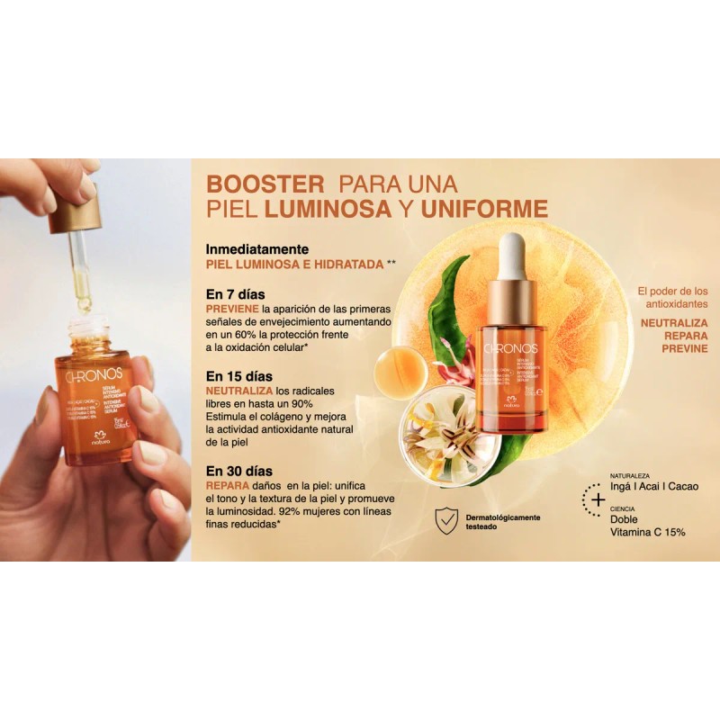 Serum Intensivo Antioxidante Chronos Natura Vitamina C 15% Momento de