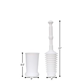 Master Plunger MP500-4TB Heavy Duty Bathroom Toilet Plunger Kit with Tall Bucket Caddy Equipped with Air Release Valve, White