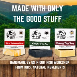 The Black Stuff All Natural Organic Soap Bar - Pack of 3 Soaps with Organic Ingredients and Essential Oils - Handmade, Fragranced Soaps for Men - Pine Tar, Citrus Cedarwood and Bay Rum Soaps.