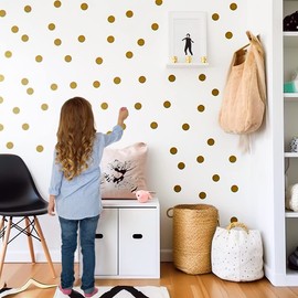 Gold Dots Wall Decals (200 Dots/2 Inch), Posh Polka Dots Wall Sticker for Kids Baby Girls Living Room Bedroom Playroom（10 Sheets)