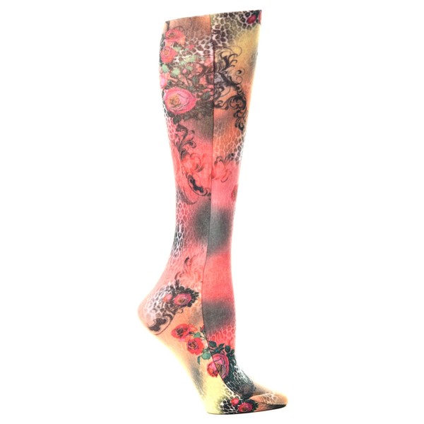 Celeste Stein Therapeutic Compression Socks, Leopard and Roses, 15-20 mmhg, 1-Pair