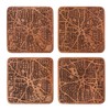Dallas Map Coaster, Set of 4, Sapele Wooden Coaster with