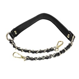 Purse Chain Strap  24" 2Pcs Leather Iron Flat Handbag Chains Handles Shoulder Replacement White - Color: Black, Gold